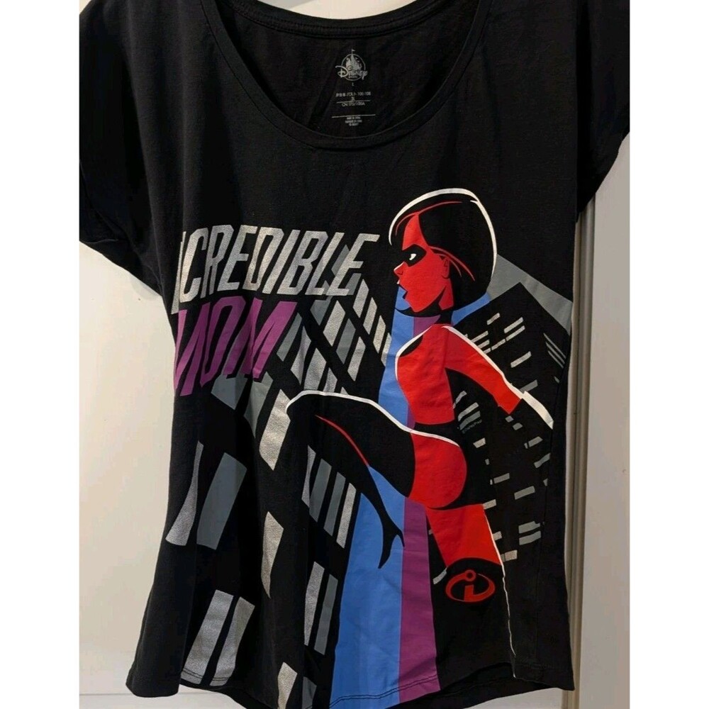 Disney Store Incredibles Elastigirl Incredible Mom T-Shirt Womens L Black Pixar